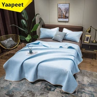 solid quilting summer blanket queen quilt washable cool ice silk quilt high quality cooling breathable quilts thin comforter