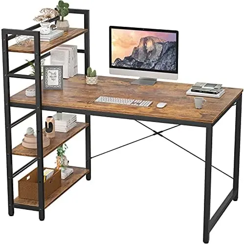 

Desk with Shelves, 47 inch Modern Writing Study Desk with Storage Shelf, Study Table Work Desk for Small Space Desk with Shelf O