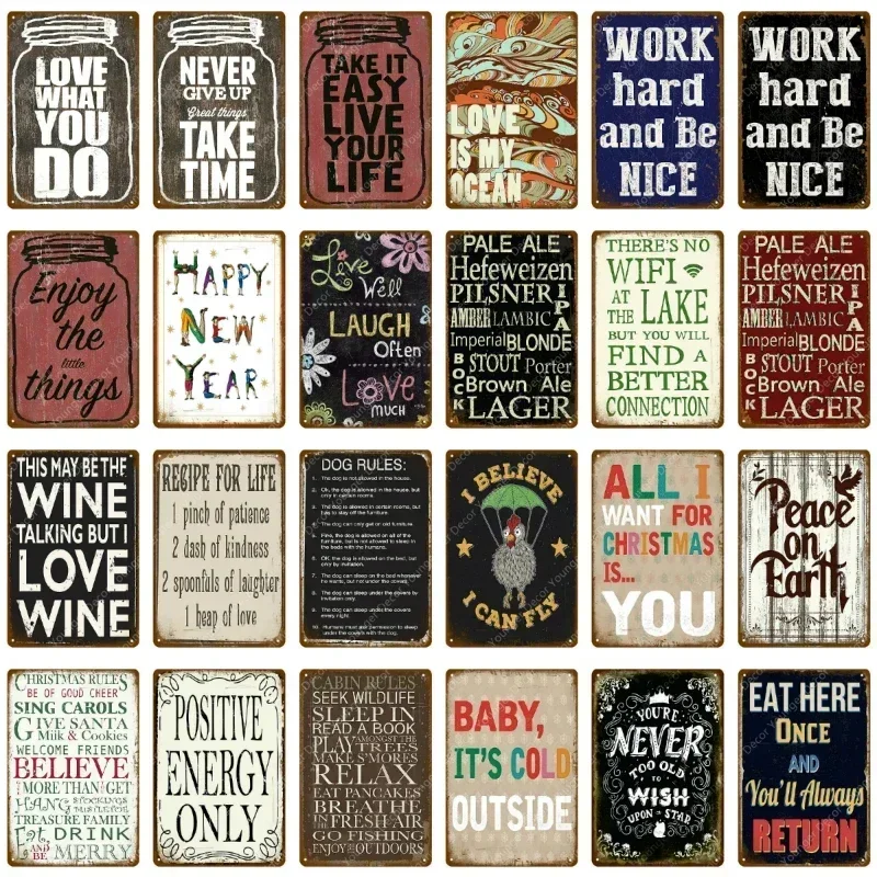 Металлические вывески Мир на Земле Вдохновляющий слоган Плакат Паб-бар Клуб