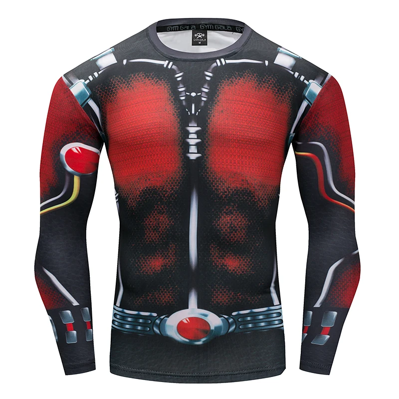 

Marvel Comics 3D Men Tshirts Anime Ant-Man Compression Shirt Fitness T-shirt Teenager Long Sleeve Cosplay Costume Movie Clothing