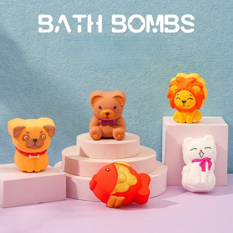 

2022 Новый мультяшный цвет животные соляный шар для ванны в форме шара для детей милый куб льва щенок Взрывная соль для ванны
