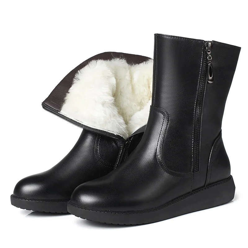 

2022 New Women's Shoes Fashion Shoes Natural Full Leather Boots Warm and Comfortable Winter Fur Single Wool Snow Boots