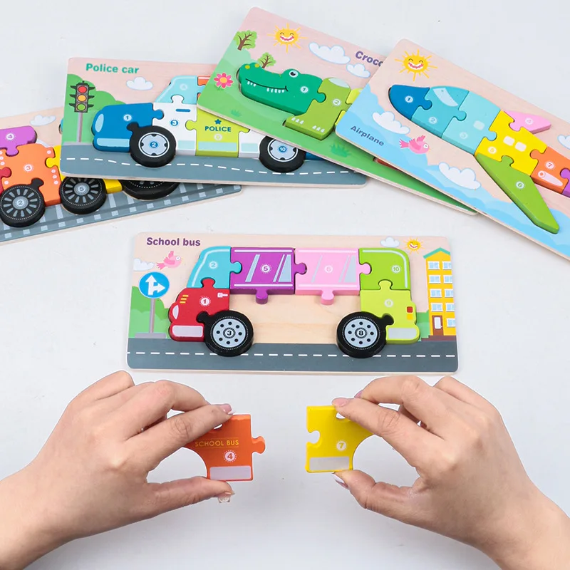 

Детские деревянные головоломки с животными, Детские обучающие игрушки Монтессори, обучающая игрушка для малышей, деревянная 3d головоломка ...