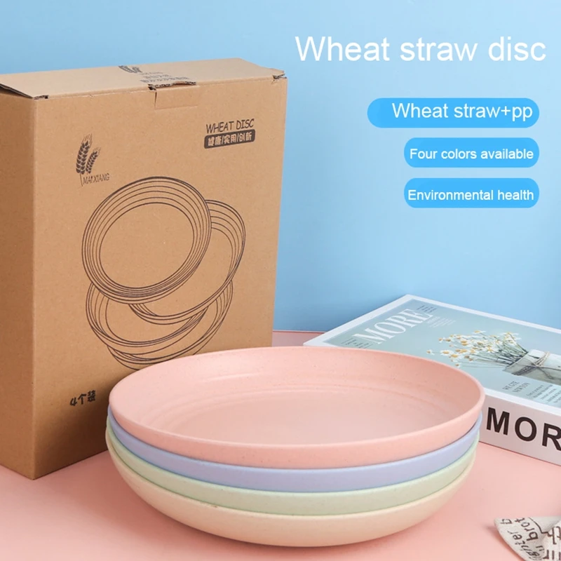 

Round Wheat Straw Plate essert Plate Nut Fruit Cake Tray Snack Plate Children's Dishes Tableware Plate Kitchen Organizer Supply