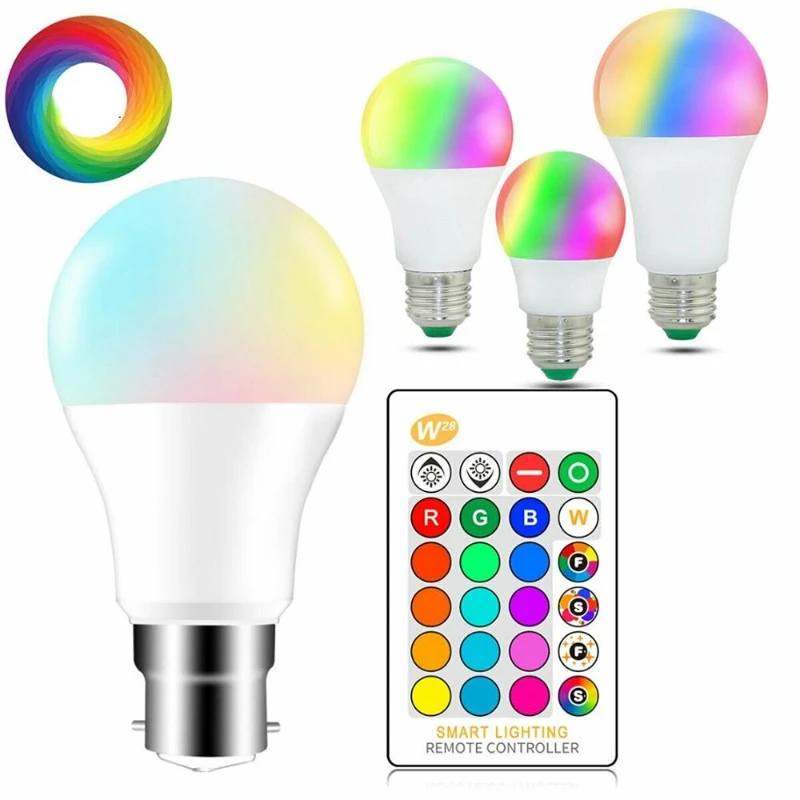 

Multi Color Changing Magic Lamp 5W 10W 15W E27 B22 RGB Dimmable LED Smart Bulb Light+IR Remote Control