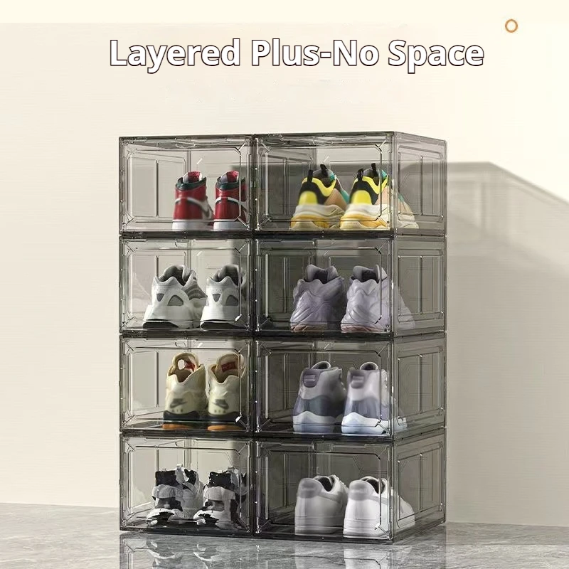 Прозрачная коробка для обуви комбинированный шкаф утолщенный штабелируемый