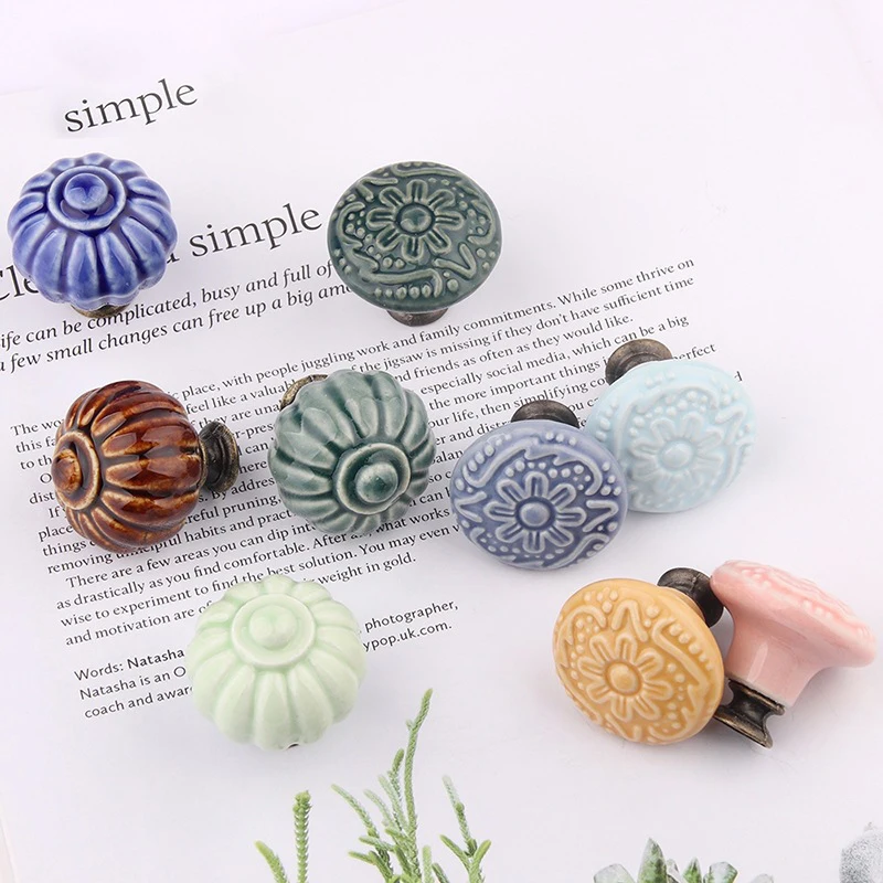 

1Pc Vintage Pumpkin Cabinet Knobs Door Pull for Kitchen Cabinet Porcelain Drawer Pulls Children Dresser Handles Knobs Hardware