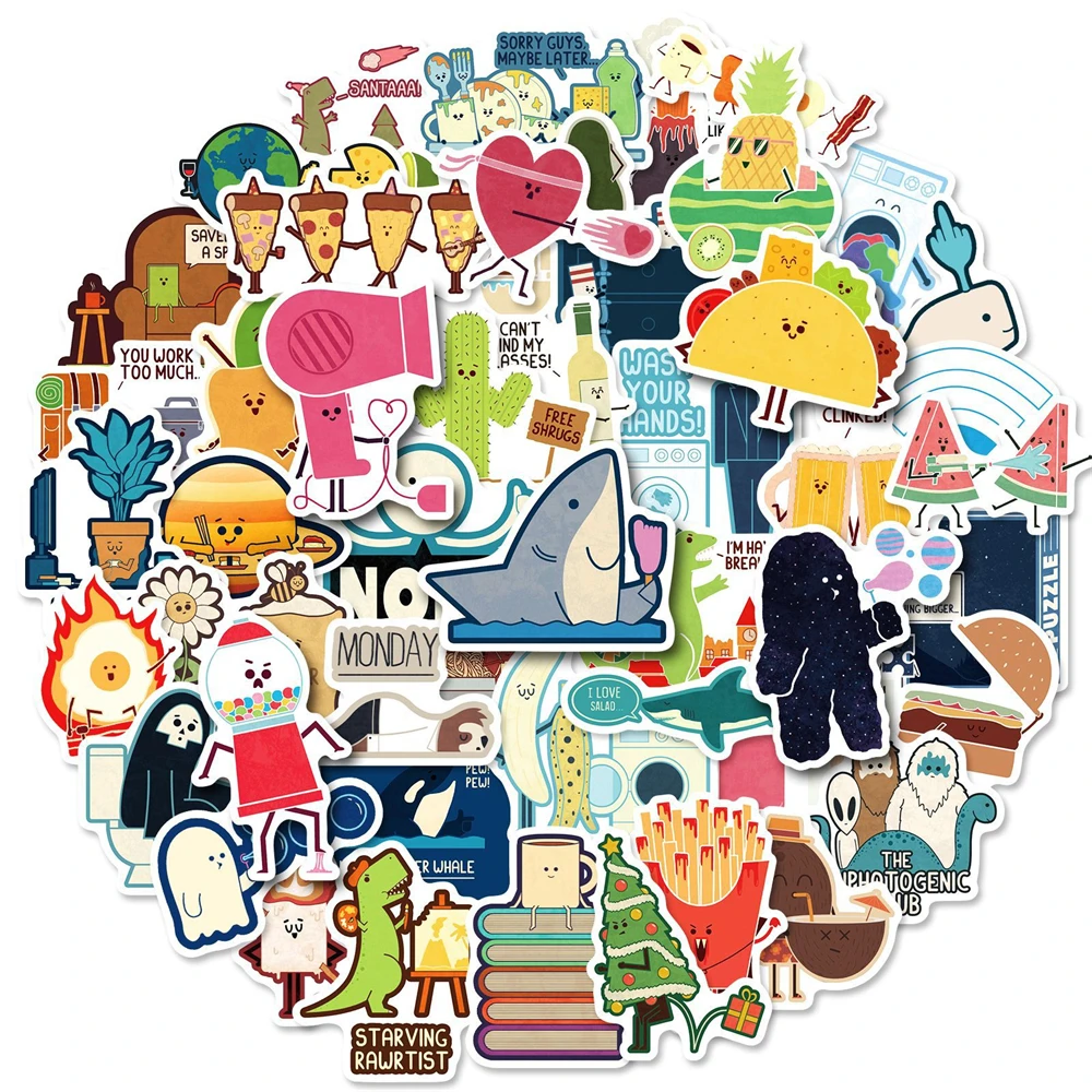 

10/50 Pcs Creative Design Cartoon Delicious Food Graffiti Stickers Decoration Backpack Guitar Kids Toys Thin Waterproof Sticker