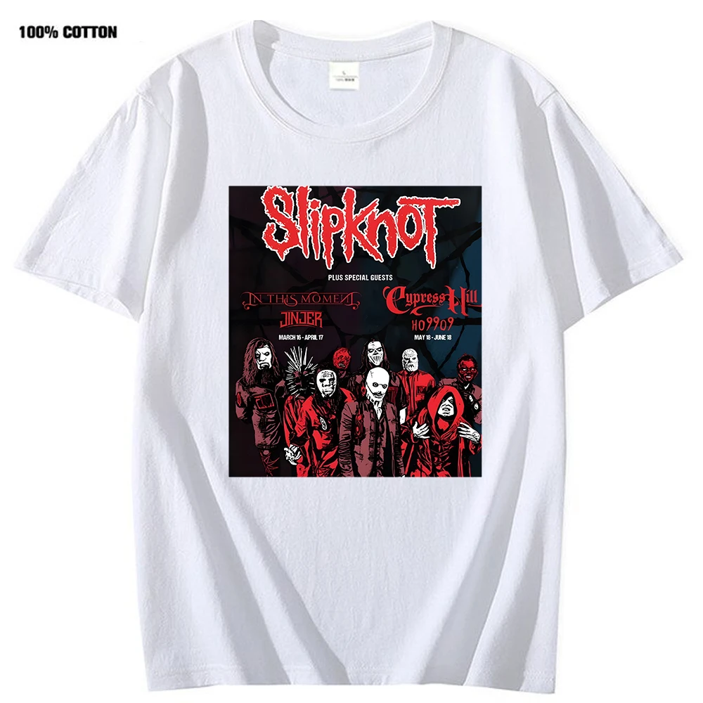 Camisetas Slipknots Knockfest 2022 camisa gráfica 100% algodón para hombre, camiseta Harajuku, camiseta para mujer, camiseta gótica