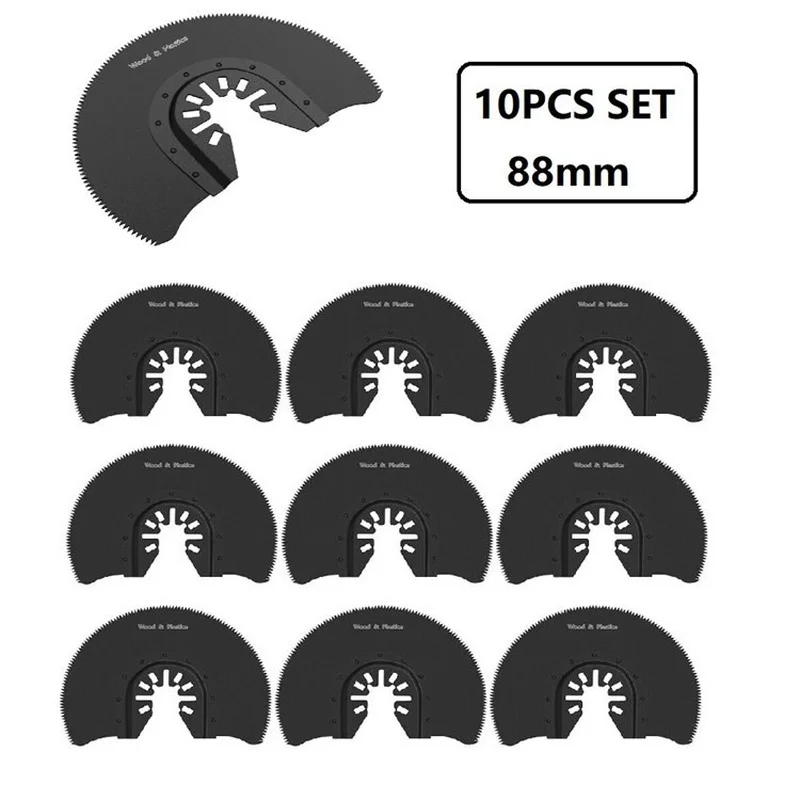 10Pcs 88mm Semi-Circular Saw Blade Oscillating Multi-Function Tool Saw Blade for Wood Metal Cutting