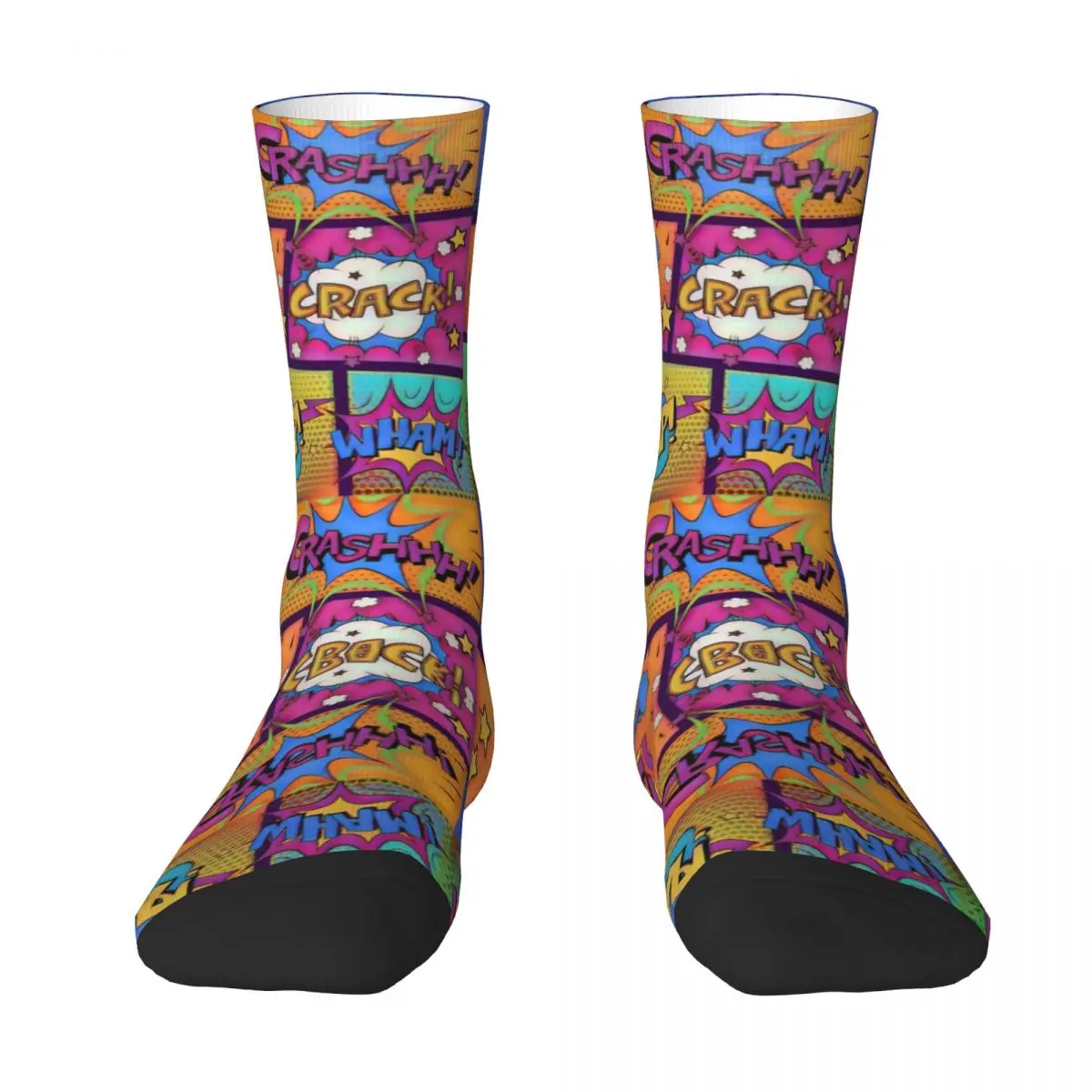 

Novelty Panels Crazy Colorful Comic Book Panels Adult Socks BEST TO BUY Knapsack Elastic Stockings Humor Graphic