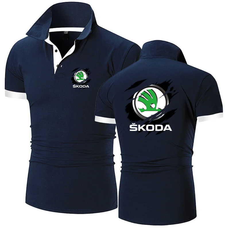 

Рубашка-поло мужская из 2022 хлопка, дышащая Повседневная рубашка с коротким рукавом для SKODA Golf, теннисная рубашка