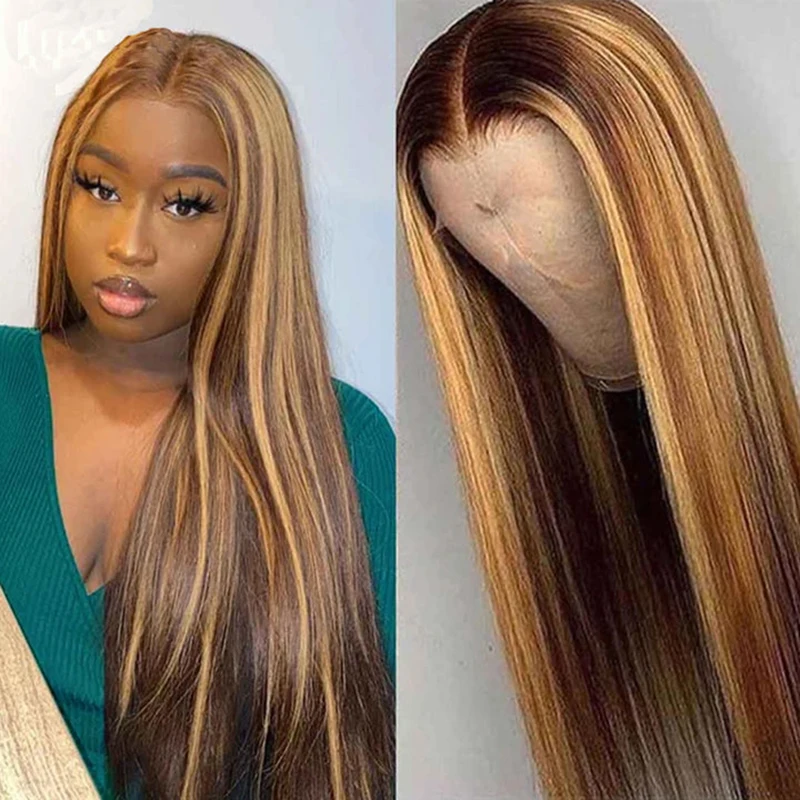 13x4 Lace Front Wig 150% Density Highlight Brazilian Lace Front Wigs P4/27 Ombre Straight Human Hair Lace Frontal Wigs