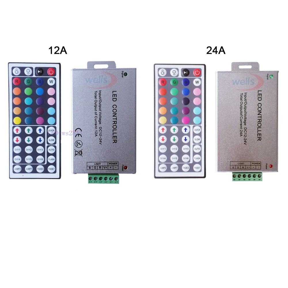 

DC 12V-24V 12A 24A 44key IR wireles Remote LED Strip RGB Controller 44key IR Dimmer for SMD 3528 2835 5050 RGB Lights Tape