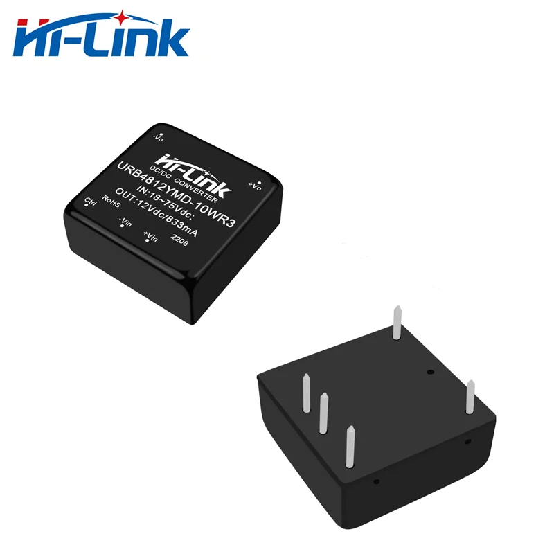 

Hi-Link New Official DC-DC Switch Converter URB4812YMD-10WR3(HLK-10D4812) 18-75V Input to 12V 833mA 10W Output 1500Vdc Isolated