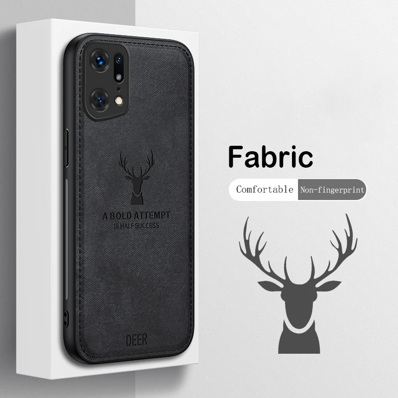 

for Oppo Find X5 Pro Phone Case Luxury Fabric Deer Cloth Soft Edge Hard Cover OppoFindX5Pro PFEM10 CPH2305 PFFM20 PFFM10 CPH2307