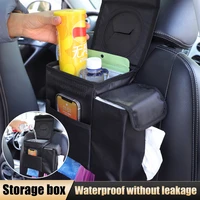 car multifunctional trash can waterproof trash bag leakproof interior organizer with storage pocket folding hanging trash bin