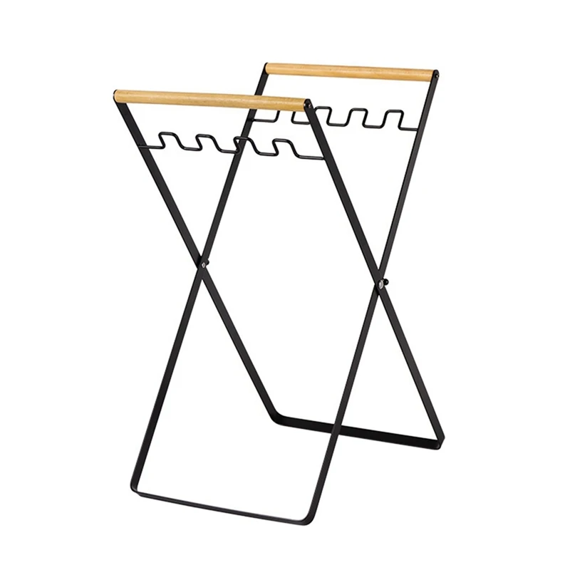 Держатель для мусорного пакета с деревянной ручкой портативный кухонный стеллаж