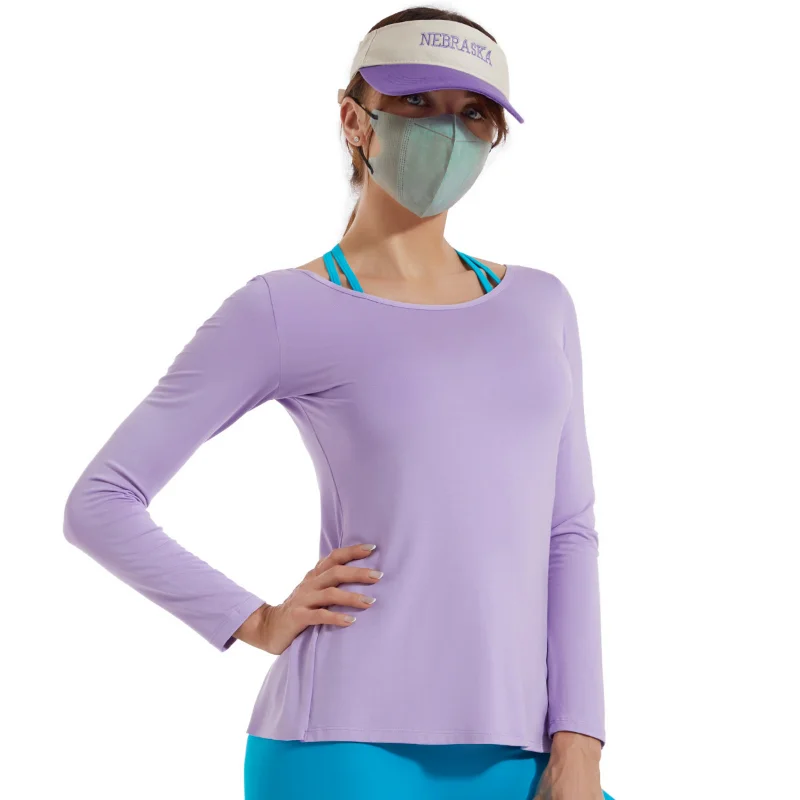 Long Sleeve Yoga Clothes Women's Loose Breathable Sports T-Shirt Sexy Backless Sports Gym Top Female Aerobics Pilates Activewear