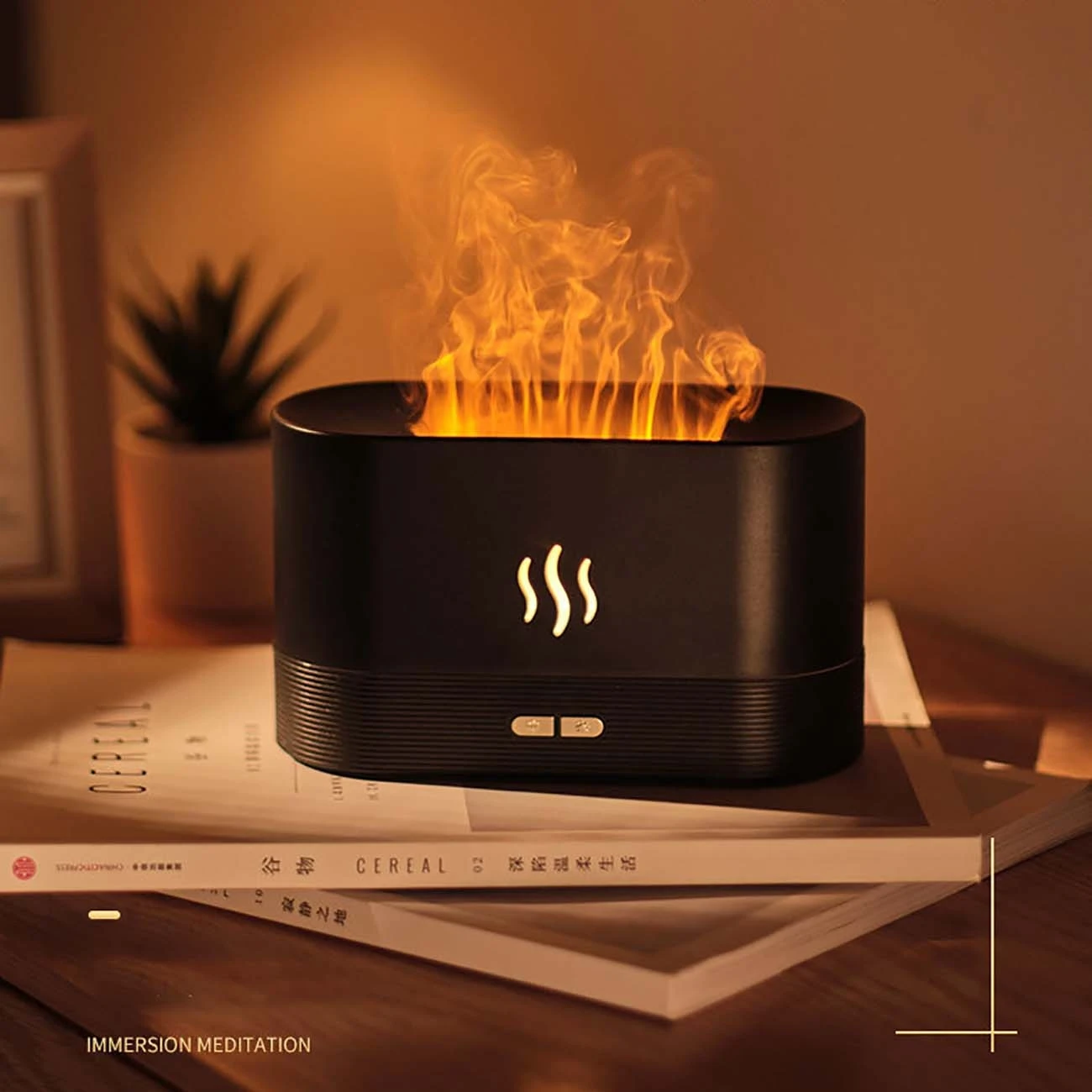 

180ml Night Light Flame Aromatherapy Atmosphere Table Lamp Household Humidifier Suitable for Bedroom Living Room Car