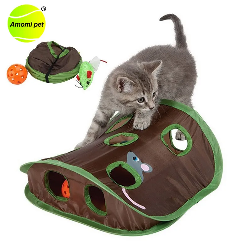 

Интерактивная игра для домашних животных, кошек, туннель с 9 отверстиями, мышь для охоты, интеллектуальная игрушка, домашние животные со скр...