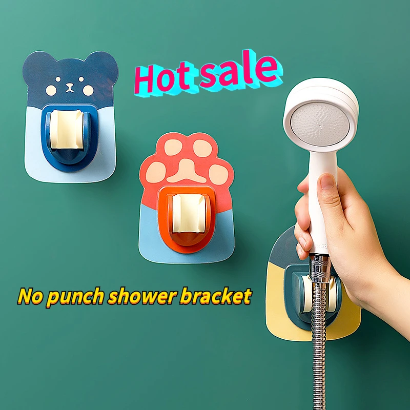 

Live selling cartoon hole free bathroom shower bracket bathroom traceless paste shower nozzle shower bracket bathroom storage