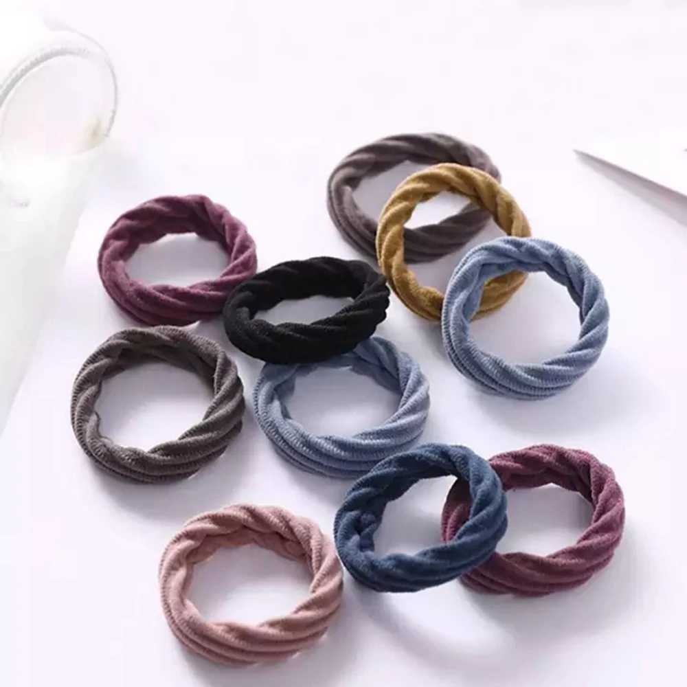 

50Pcs/Lot Women Girls Elastic Hair Bands Black Colorful Seamless Fabric Rubber Bands Ponytail Holder Hair Band Accessories