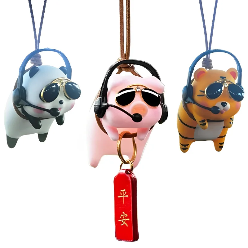 

Cute Panda/pig/tiger Car Charm Car Mirror Pendant Swing Pig Indoor Decoration Birthday Gift Car Decoration Action Ornament