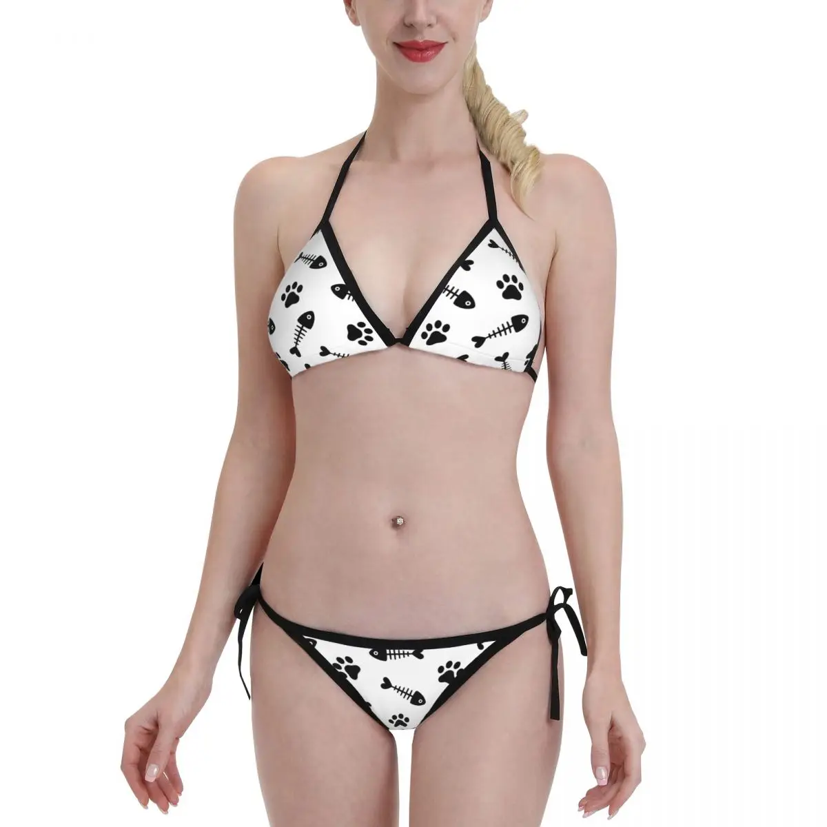 

Summer Sexy Animal Paw Cat Fish Bikini Set Women Swimsuit Thong Bathing Suit Beach Wear