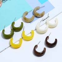 new geometric c shaped hoop earrings for womans fashion korea colorful acrylic jewelry wedding party sweet girls accessories