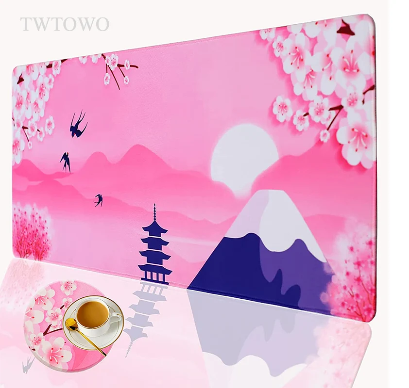 

Japanese Pink Cherry Blossoms Mount Fuji Sakura Mouse Pad Gaming XL Large New Home Mousepad XXL MousePads Soft Computer Mice Pad