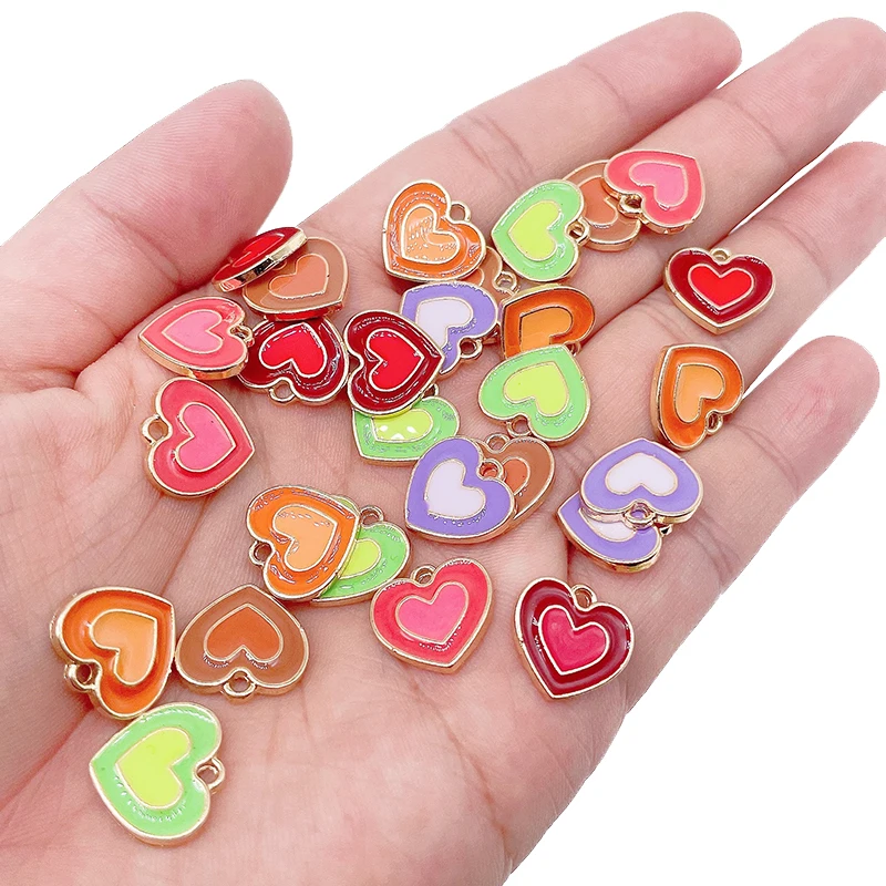 

20 Pcs Wholesale Color Love Pendant Size Pendant Bracelet Necklace Earrings Cute Creative Gift Earring Jewelry Girls DIY Making