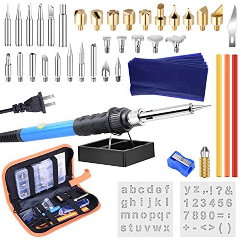 

TOP Woodburning Tools Pyrography Pen Adjustable Control Temperature Wooden Embossing/Soldering Iron Tips US Plug