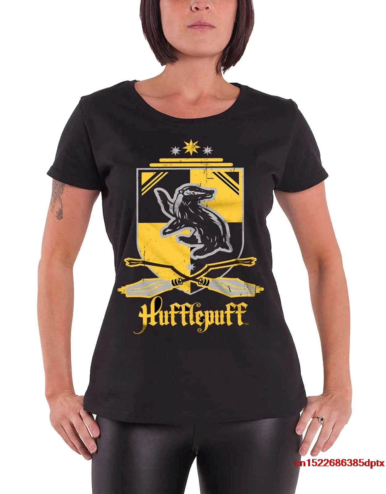 Футболка пуффендуй Дом Крест Мужская облегающая Черная футболка - купить по