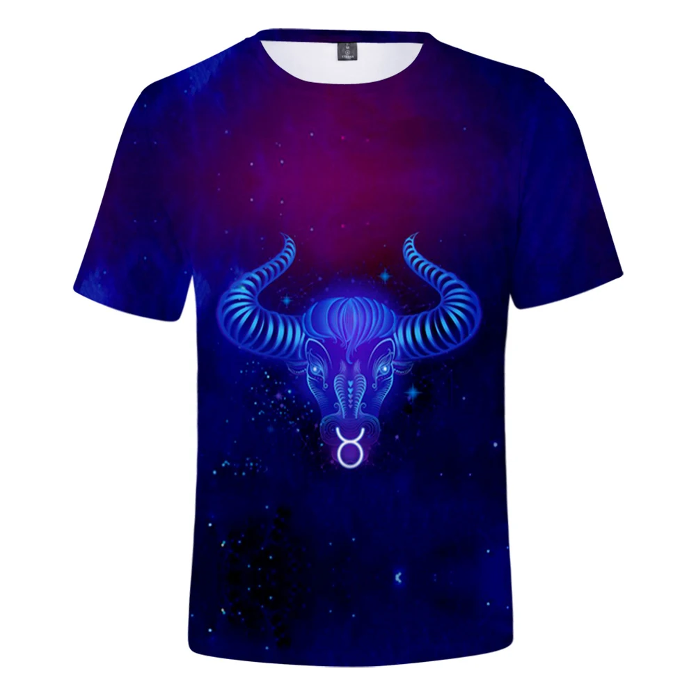 Футболка классическая с 12 знаками Зодиака свитшот коротким рукавом 3D для мужчин