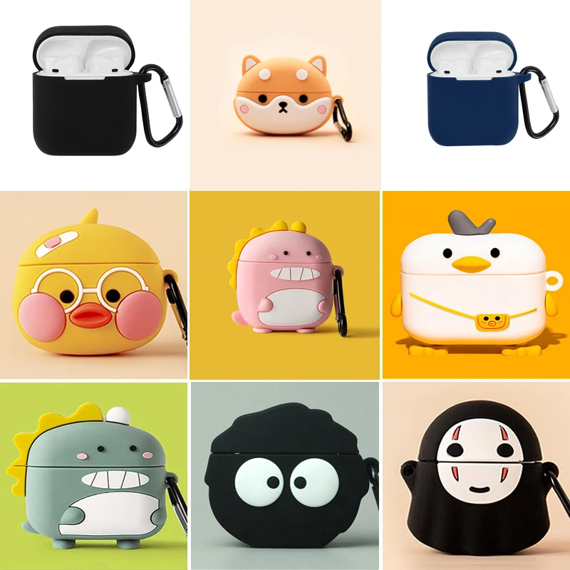 

Чехол для QCY T8, силиконовый чехол с милым мультяшным динозавром/собакой/уткой/цыплятом, чехол для QCY T8, Беспроводная bluetooth-гарнитура, чехол