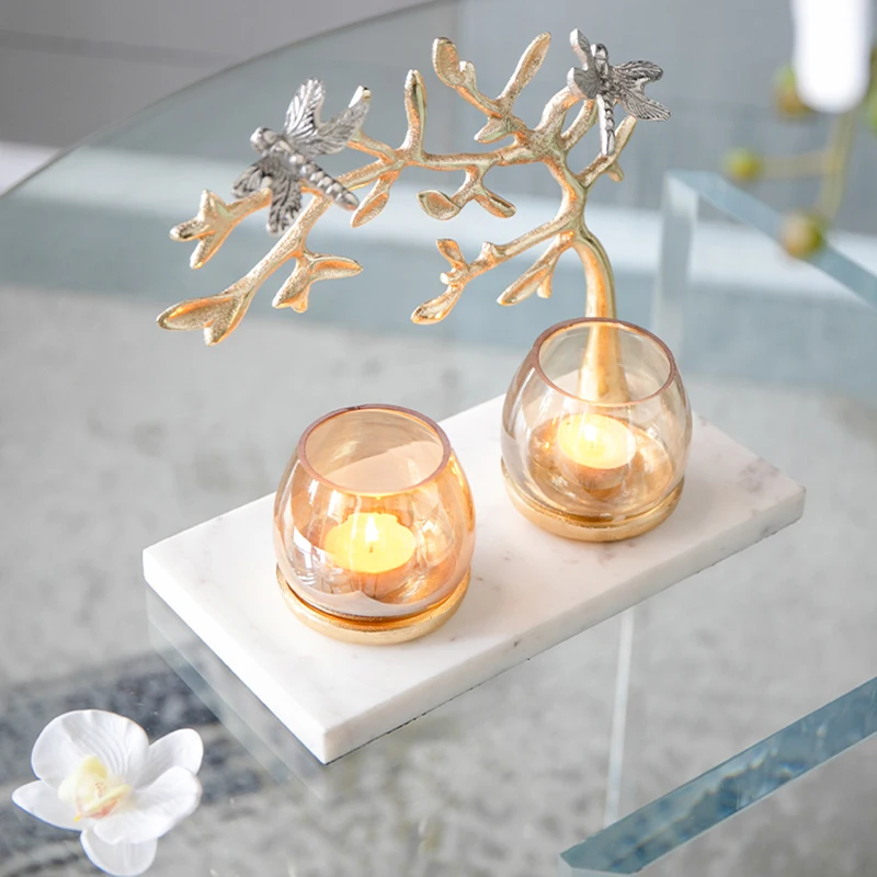 

Golden Glass Candle Holder Metal Stand Decorative Candle Holder Container Aesthetic Candelabros Para Velas Candlestick AB50ZT