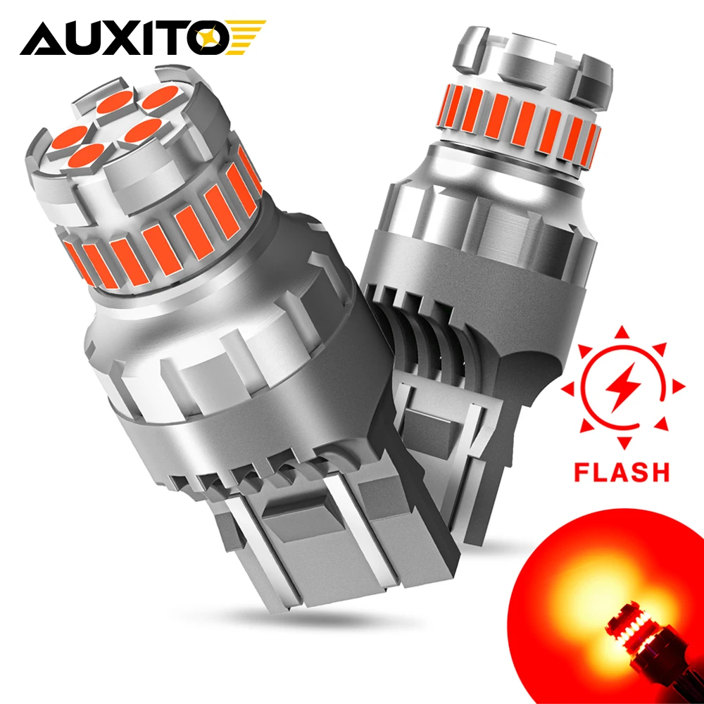 

AUXITO 2Pcs T20 W21/5W LED Light Bulb Brake Red Strobe 7443 740 W21W Car Tail Lamp For BMW VW Honda Lada Skoda Renault Mtsubishi