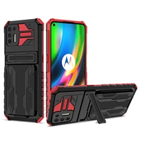 armor shockproof phone case for motorola moto g9 plus g stylus 2021 power g30 removable card holder kickstand hybrid back cover