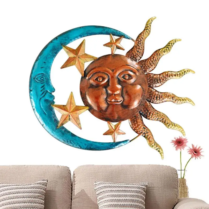 

Metal Sun And Moon Wall Art Decor Metal Sun Face Sculpture Wall Decor Sun Art Reusable Metal Wall Sculpture Hang Decorations Art