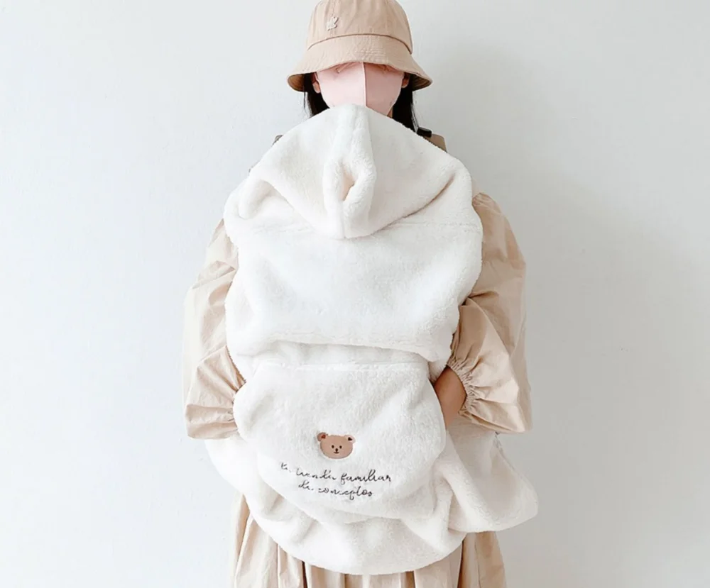 

Soft Baby Blanket Cartoon Coral Fleece Embroidered Bear Rabbit Warm Comforter Baby Stroller Blanket Infant Cloak Nap Cover