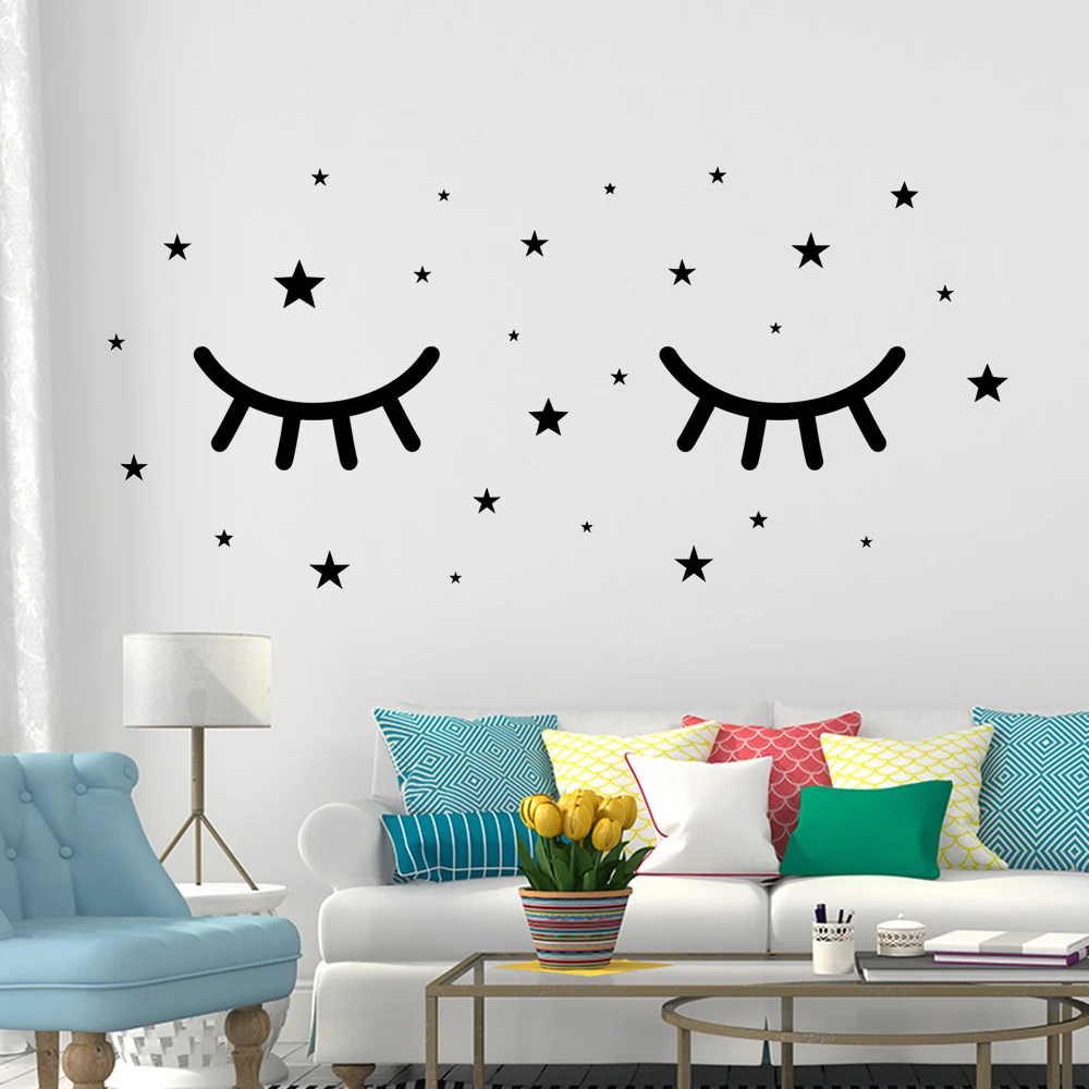 

Eyelashes Wall Decals Lashes Salon Beauty Women Beautiful Stickers Lashes Lash Vinyl Makeup Extension Room Decor Murals HJ1514