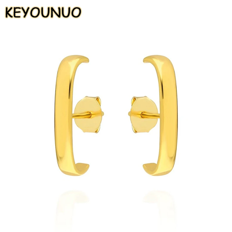 Простые позолоченные серьги KEYOUNUO для женщин гладкие серьги-гвоздики модные