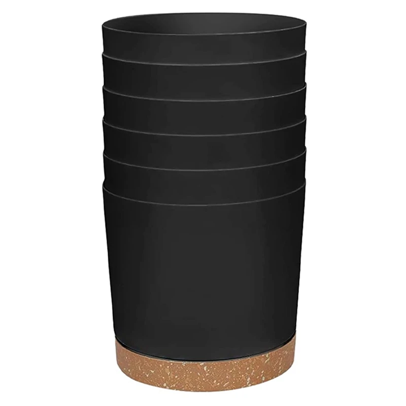 

Diameter 16.5 Cm Flower Pots, Set Of 6, Self-Watering Plastic Planter With Drainage Hole And Saucer, Modern Decorative