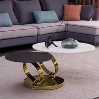 Rotating Stone Plate Coffee Table Minimalist Living Room Apartment Light Luxury Combined Tea Table Outdoor Furniture HY50CT