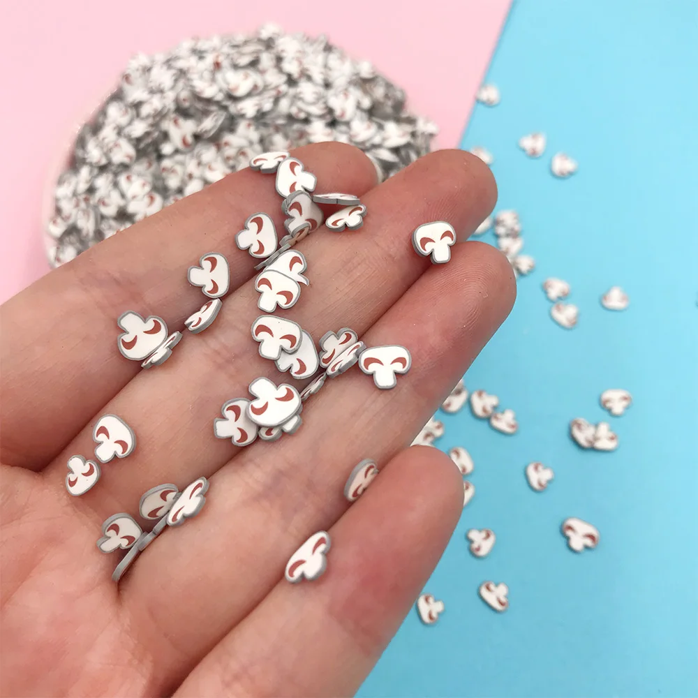 100g Polymer Mushroom Slice Hot Clay Sprinkles for Crafts Making DIY Crystal Mud Sharker Card Filling Nail Art Decoration 5mm - купить по