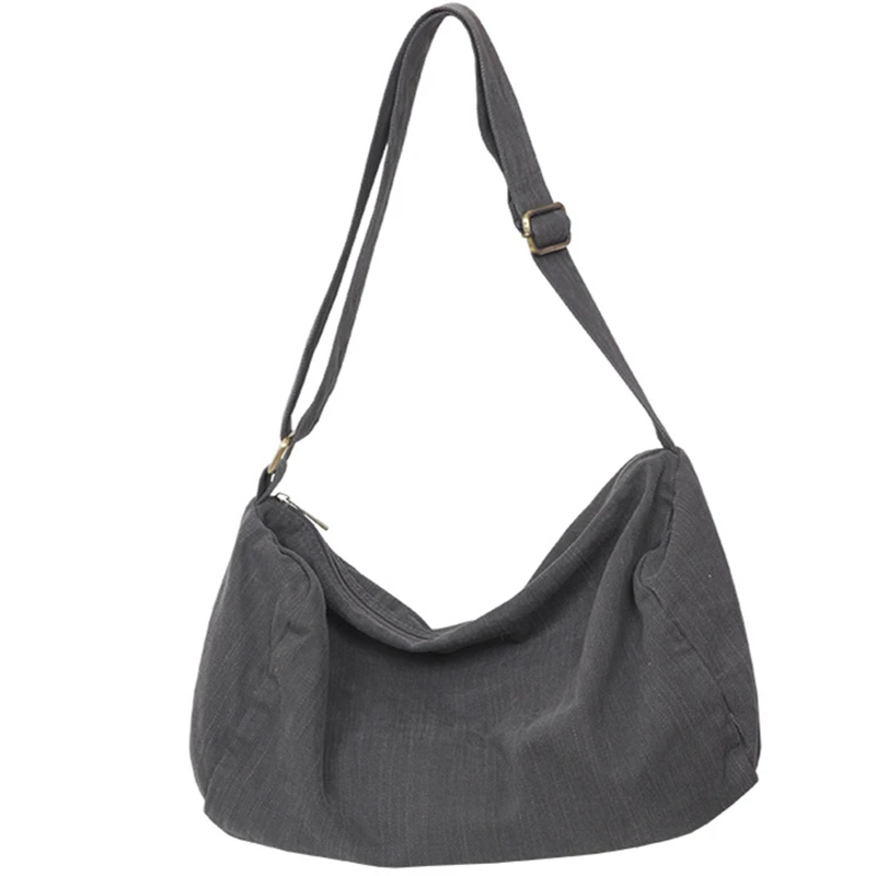 

Female Fashion Ecology Soft Cotton Slouchy Shoulder Bag Teenager Casual Fabric Everyday Minimalist Solid Messenger Bag Cloth Bag