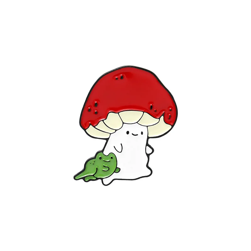 

Mini Red Mushroom Pins Paint Frog Smiley Mushroom Pin Cowboy Backpack Clothing Accessories Alloy Enamel Lapel Pins Brooches
