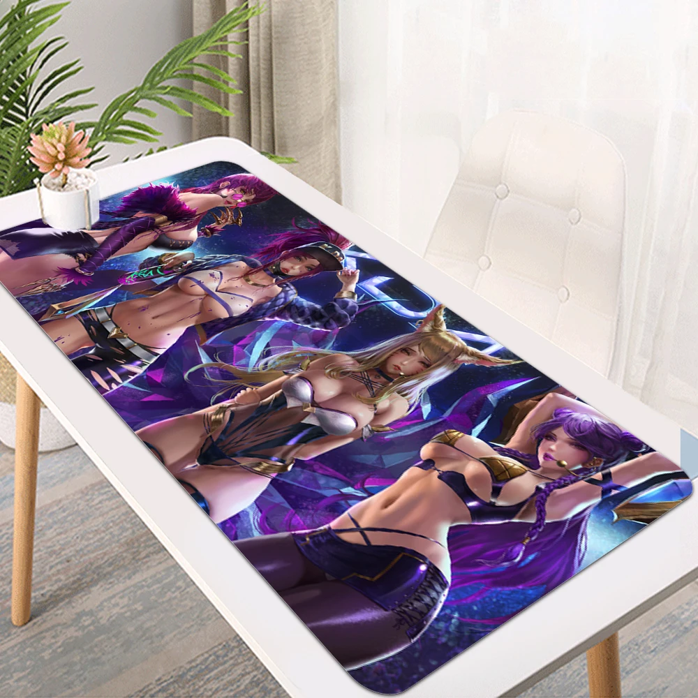 Универсальный Коврик для мыши LOL KDA, компьютерный коврик, компьютерные геймерские полные популярные большие настольные коврики Xxl, Игровая клавиатура, милые аксессуары для девушек и аниме