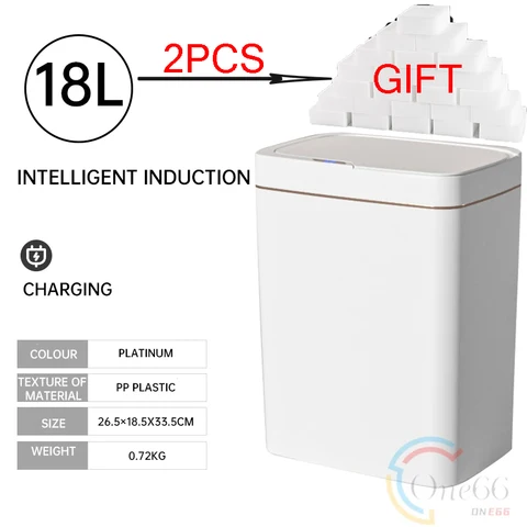Умная мусорная корзина для ванной комнаты, автоматическая электронная мусорная корзина с белым бесконтактным узким умным датчиком, умный дом, 15 л